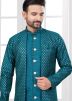 Embellished Jacket Style Teal Blue Indo Western Sherwani