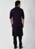 Purple Readymade Nehru Jacket With Kurta Pajama In Silk
