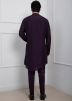 Purple Readymade Embroidered Kurta Pajama In Silk