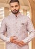 Pink Kurta Pajama With Embellished Nehru Jacket