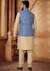 Golden Kurta Set With Embroidered Nehru Jacket