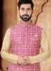Golden Kurta Set With Nehru Jacket In Silk