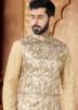 Golden Kurta Set With Nehru Jacket In Silk