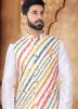 White Kurta Set With Floral Print Nehru Jacket