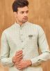 Pastel Green Kurta Pant With Embellished Nehru Jacket