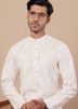 White Tie-Dye Print Men Kurta With Pajama