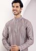 Grey Embroidered Readymade Kurta In Viscose