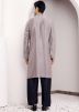 Grey Embroidered Readymade Kurta In Viscose