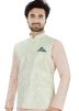 Baby Pink Kurta Pajama With Woven Nehru Jacket