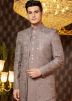 Brown Embroidered Jacket Style Indowestern Sherwani