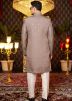 Brown Embroidered Jacket Style Indowestern Sherwani