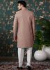 Brown Embroidered Indo Western With Jacket