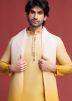 Shaded Yellow Men Embroidered Kurta With Stole