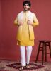 Shaded Yellow Men Embroidered Kurta With Stole