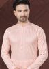 Pink Embroidered Men Kurta Pajama