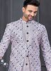 Light Purple Printed Jacket Style Indo Western Sherwani