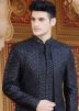 Black Men Indo Western Embroidered Sherwani