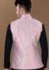 Black Silk Kurta Churidar With Woven Nehru Jacket