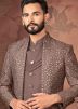 Men Brown Embroidered Jacket Style Indo Western Sherwani