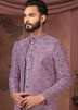 Purple Embroidered Silk Indo Western Sherwani