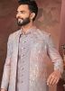 Purple Embroidered Indo Western Sherwani Set