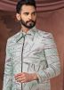 Turquoise Embroidered Jacket Style Kurta Pant