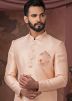 Light Pink Woven Indo Western Sherwani Set