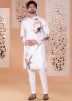Off White Printed Men Kurta With Pant