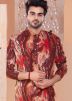 Multicolored Printed Men Silk Kurta Pant