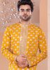 Yellow Thread Embroidered Men Kurta With Pant