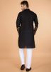 Black Thread Embroidered Kurta In Viscose Silk