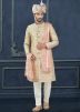 Pista Green Embroidered Sherwani Set In Silk