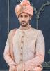 Multicolored Woven Silk Sherwani Set For Men