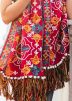 Red Embroidered Cotton Tasseled Stole