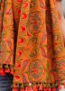 Yellow Embroidered Cotton Tasseled Stole