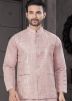 Pink Embroidered Kurta Pajama With Nehru Jacket