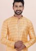 Yellow Zari Woven Men Kurta Pajama