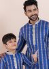 Blue Father & Son Kurta Pajama In Cotton