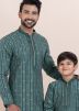 Green Father & Son Embroidered Kurta Pajama
