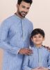 Blue Woven Father & Son Kurta Pajama