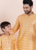 Yellow Father & Son Kurta Pajama In Cotton