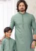 Sage Green Embroidered Father & Son Readymade Kurta Pajama