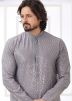 Grey Readymade Men Embroidered Kurta Pajama Set