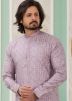 Lavender Readymade Men Embroidered Kurta Pajama Set