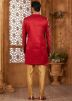 Maroon Embroidered Men Indo Western Sherwani