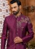 Purple Embroidered Indo Western Sherwani Set
