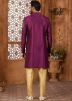 Purple Embroidered Indo Western Sherwani Set