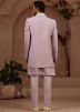 Mauve Purple Embroidered Jacket Style Indo Western Sherwani