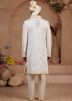 Cream Embroidered Groom Sherwani Set