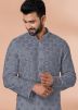 Grey Embroidered Men Georgette Kurta Pajama